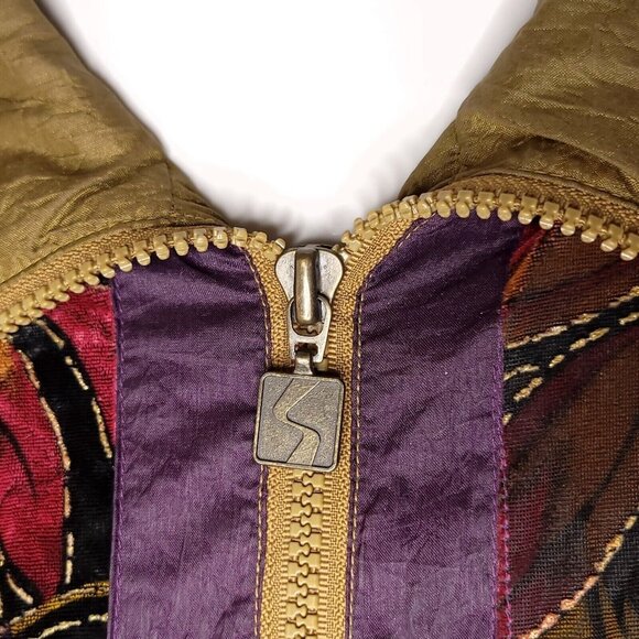 Vintage 80s Active Stuff Womens Bomber Style Jacket S Floral Pattern Oversized - Picture 3 of 6